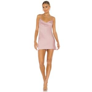 Michael Costello x Revolve Dusty Pink Mini Slip‎ Satin Dress Cowl Neck S Glam